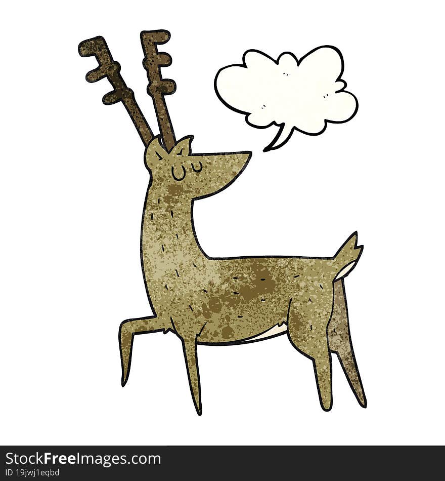 speech bubble textured cartoon stag