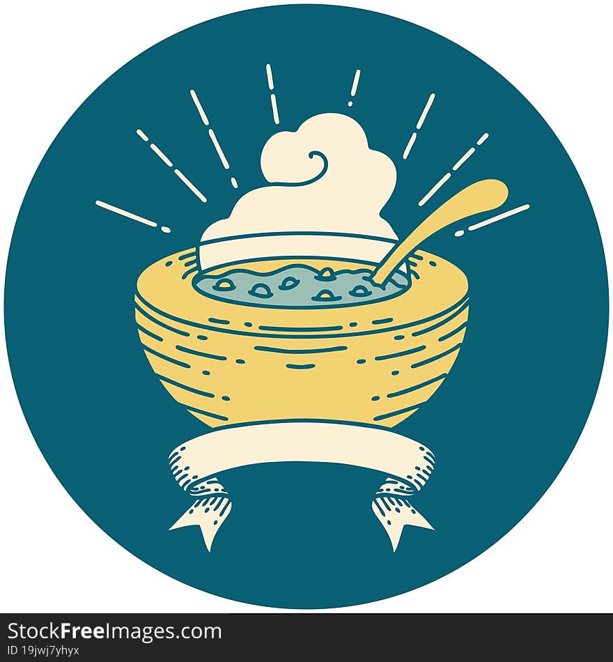 icon of tattoo style bowl of soup