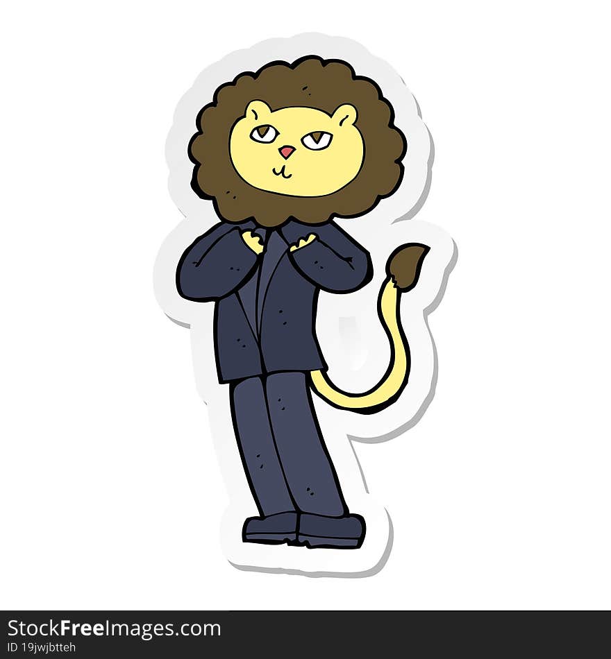 sticker of a cartoon lion businessman