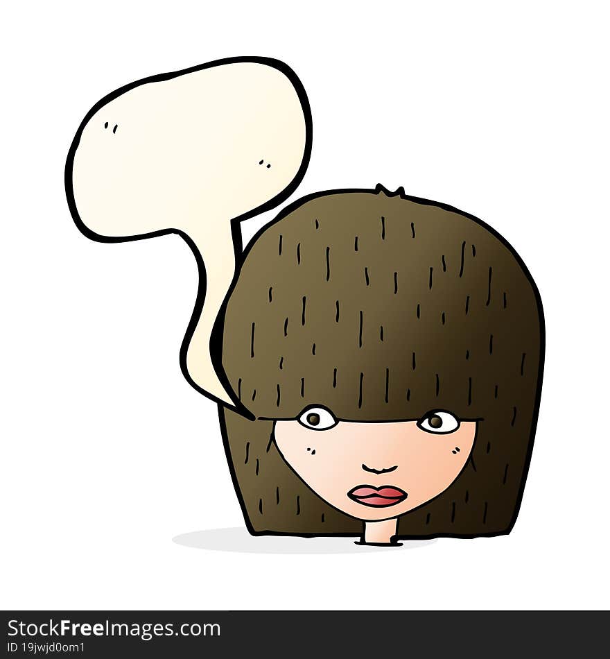 cartoon staring woman with speech bubble