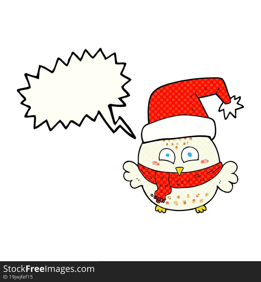 comic book speech bubble cartoon cute christmas owl