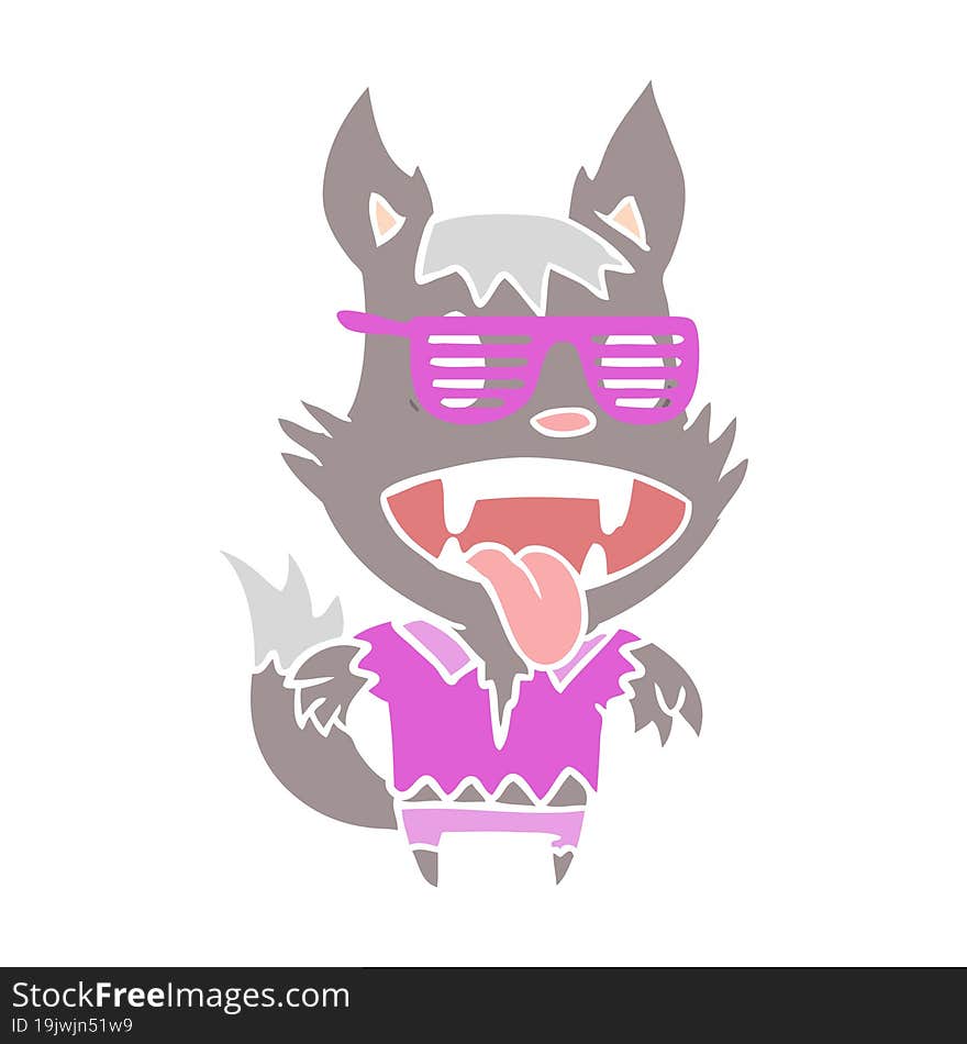 flat color style cartoon super cool werewolf