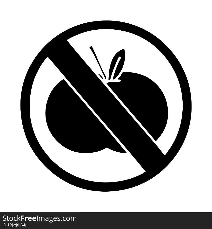 flat symbol no fruit allowed sign