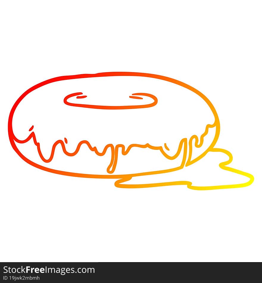 Warm Gradient Line Drawing Cartoon Donut