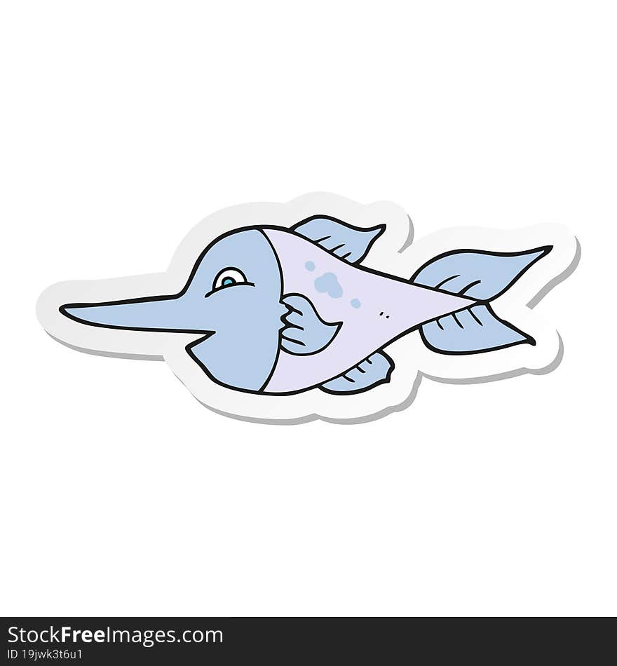 sticker of a cartoon swordfish