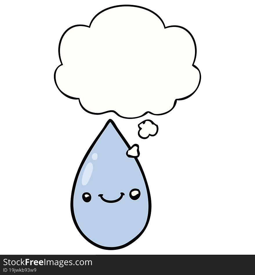 Cartoon Cute Raindrop And Thought Bubble