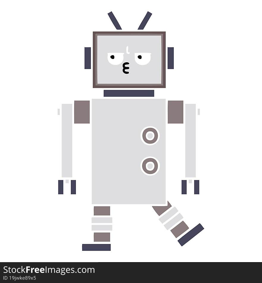 Flat Color Retro Cartoon Robot