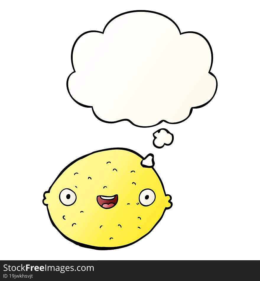 Cartoon Lemon And Thought Bubble In Smooth Gradient Style