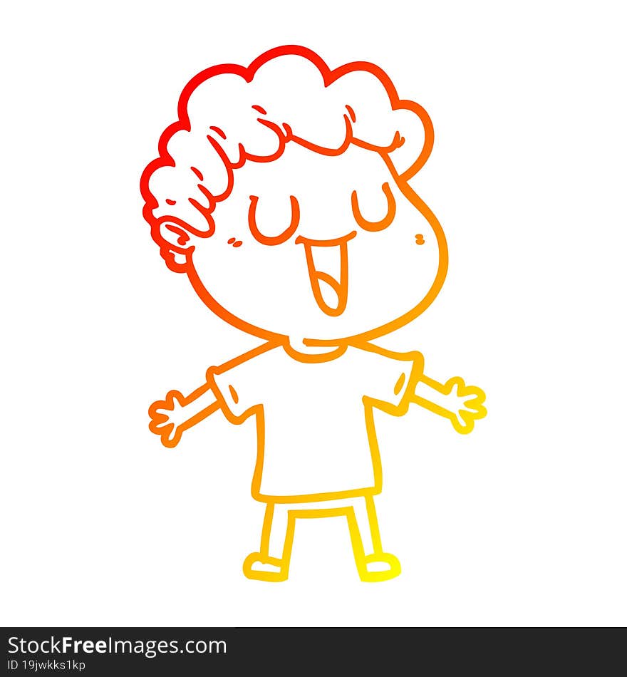 warm gradient line drawing of a laughing cartoon man