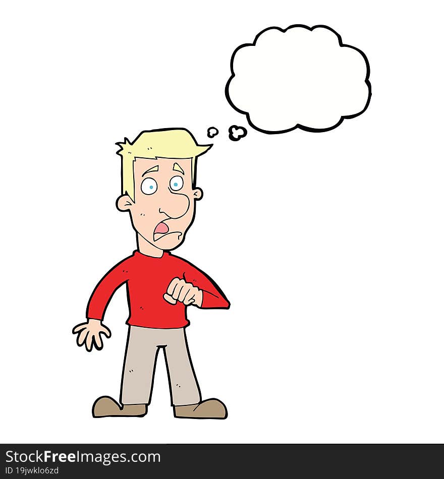 cartoon shocked man with thought bubble