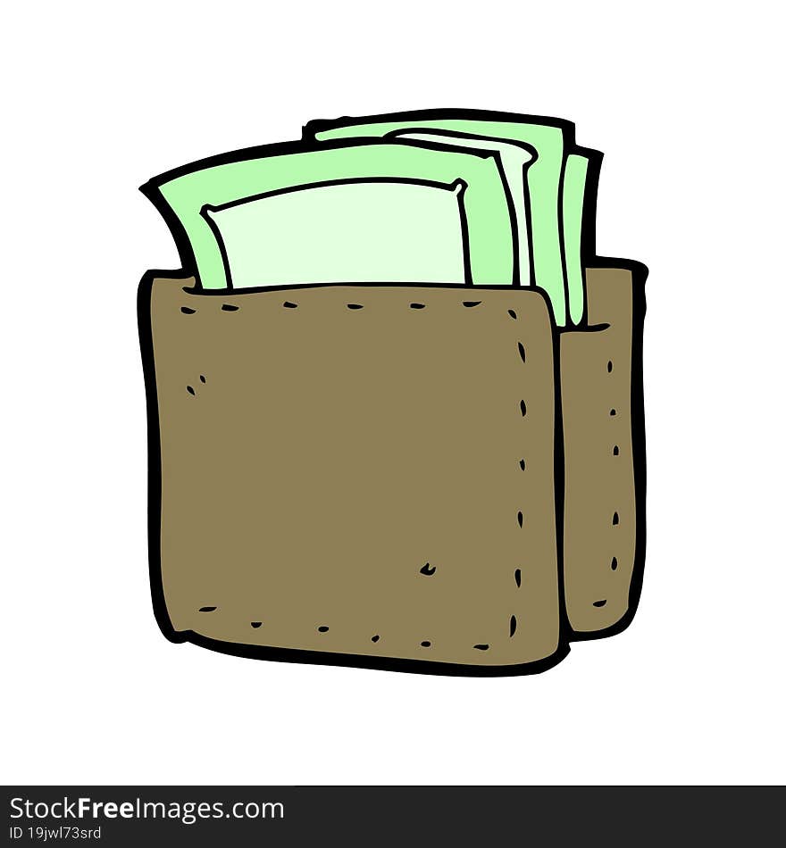 Cartoon Wallet Full Of Cash