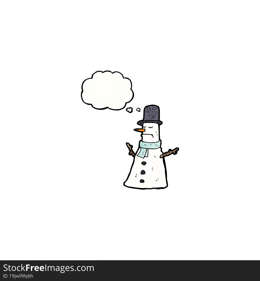 Cartoon Snowman In Top Hat