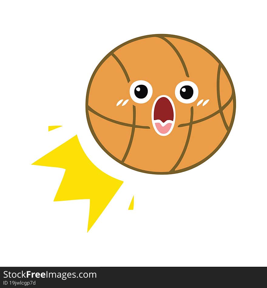 flat color retro cartoon of a basketball