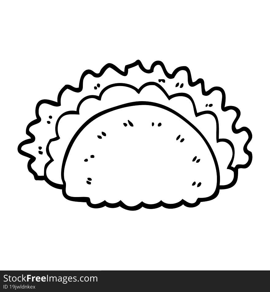 Line Drawing Cartoon Healthy Taco