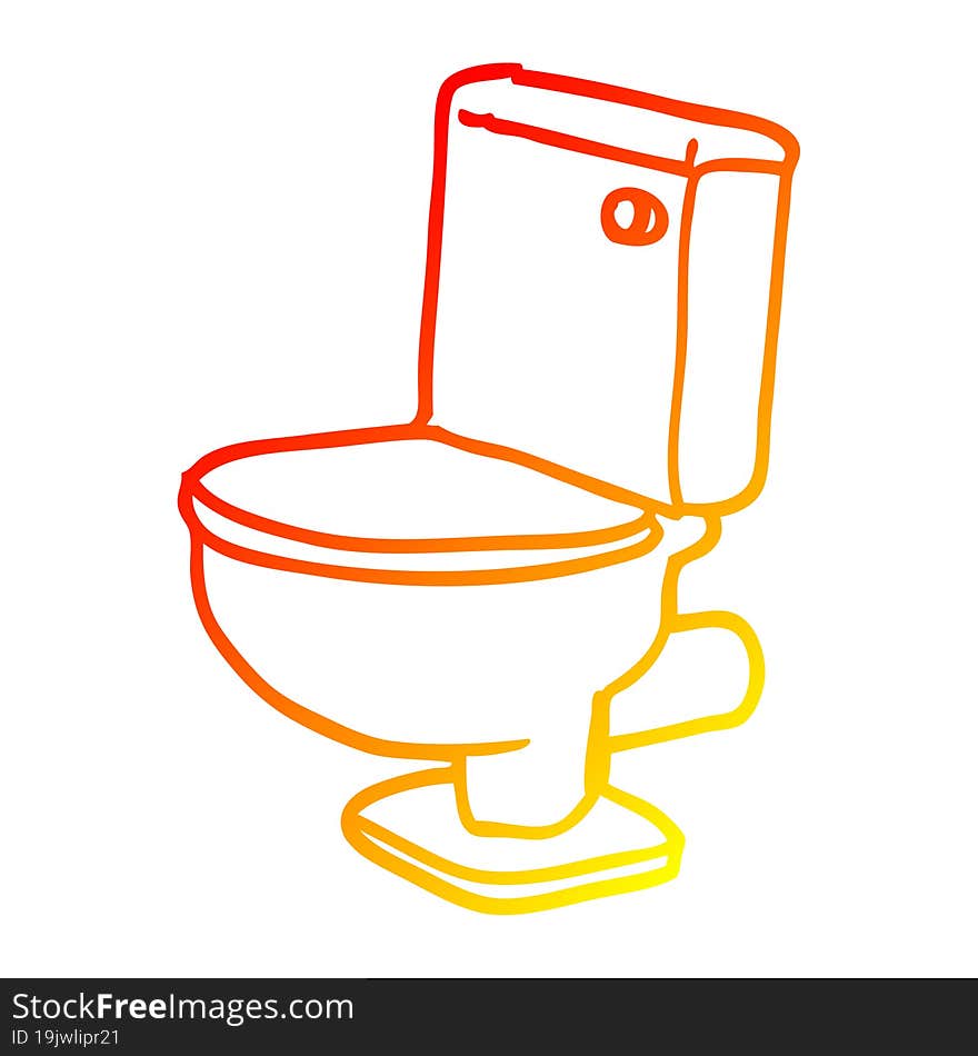 warm gradient line drawing cartoon golden toilet