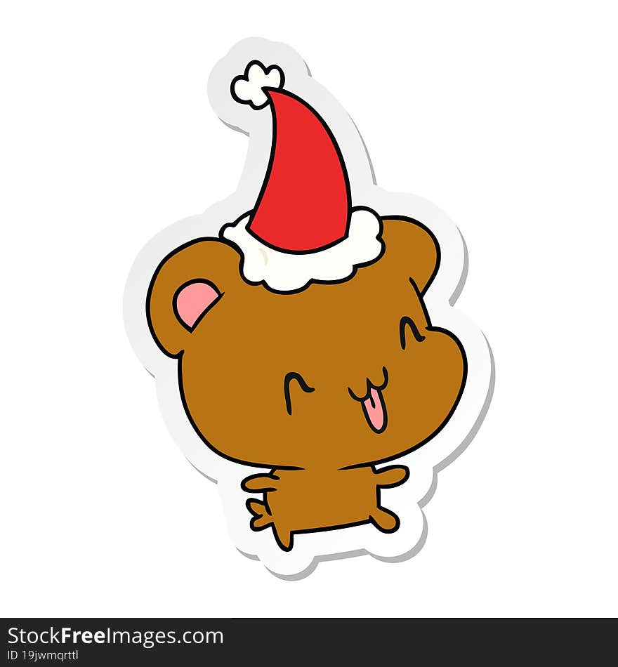 christmas sticker cartoon of kawaii bear