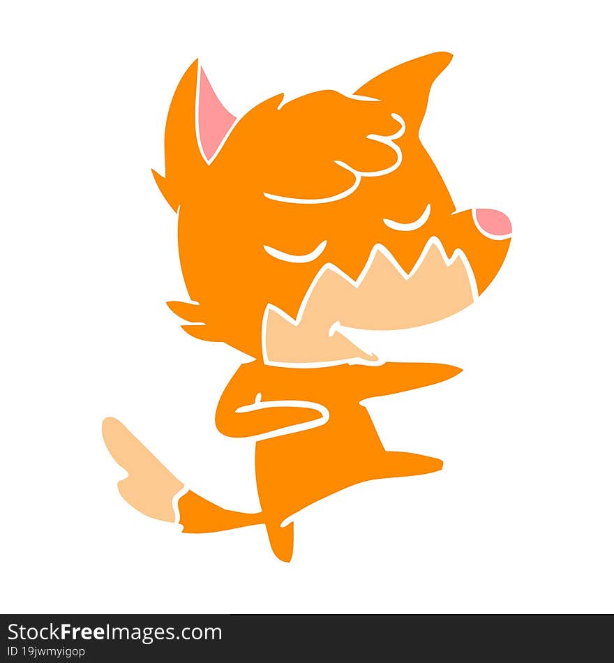 friendly flat color style cartoon fox dancing