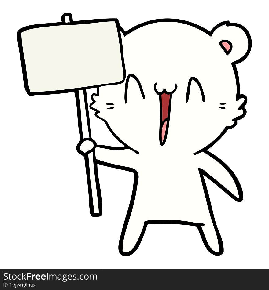 polar bear with protest sign cartoon. polar bear with protest sign cartoon