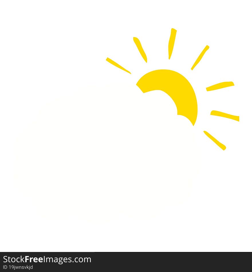 flat color style cartoon sun and cloud symbol