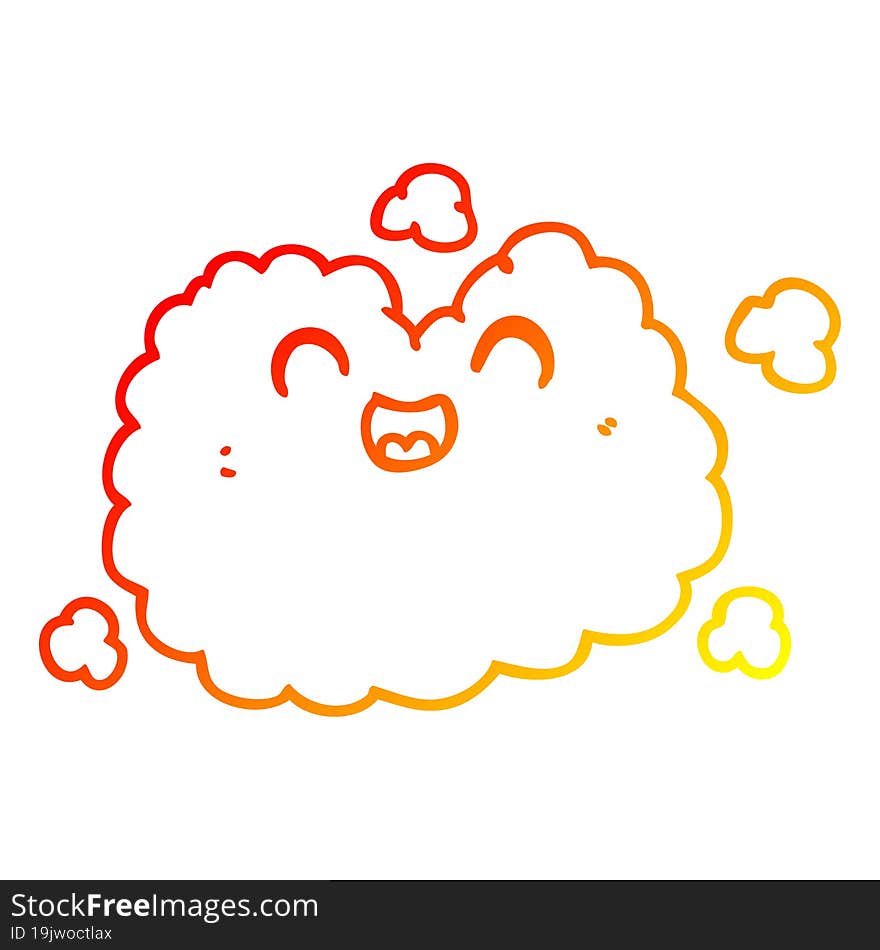 Warm Gradient Line Drawing Cartoon Happy Smoke Cloud