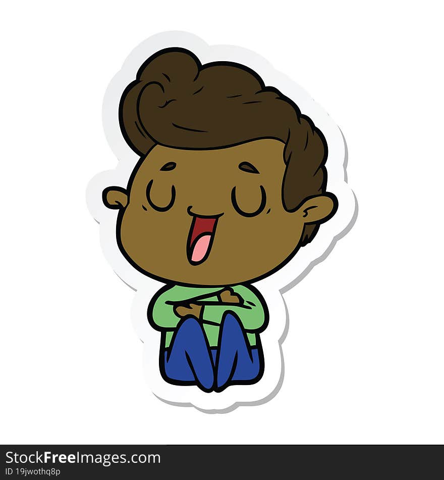 sticker of a happy cartoon man