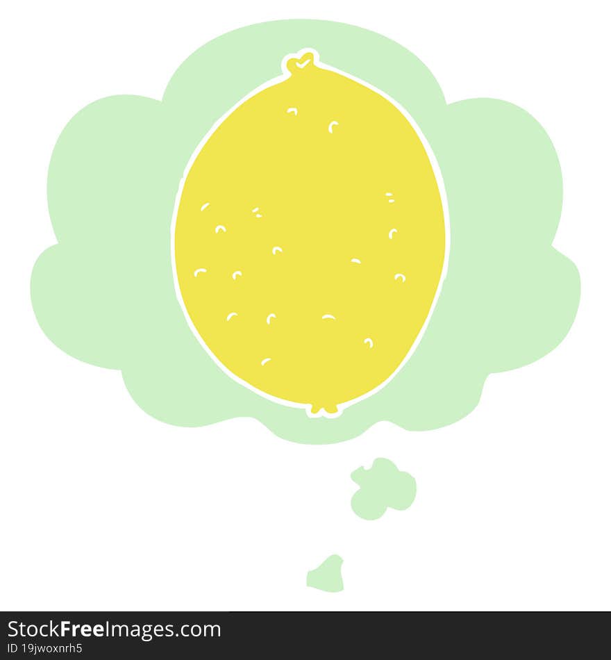 Cartoon Lemon And Thought Bubble In Retro Style