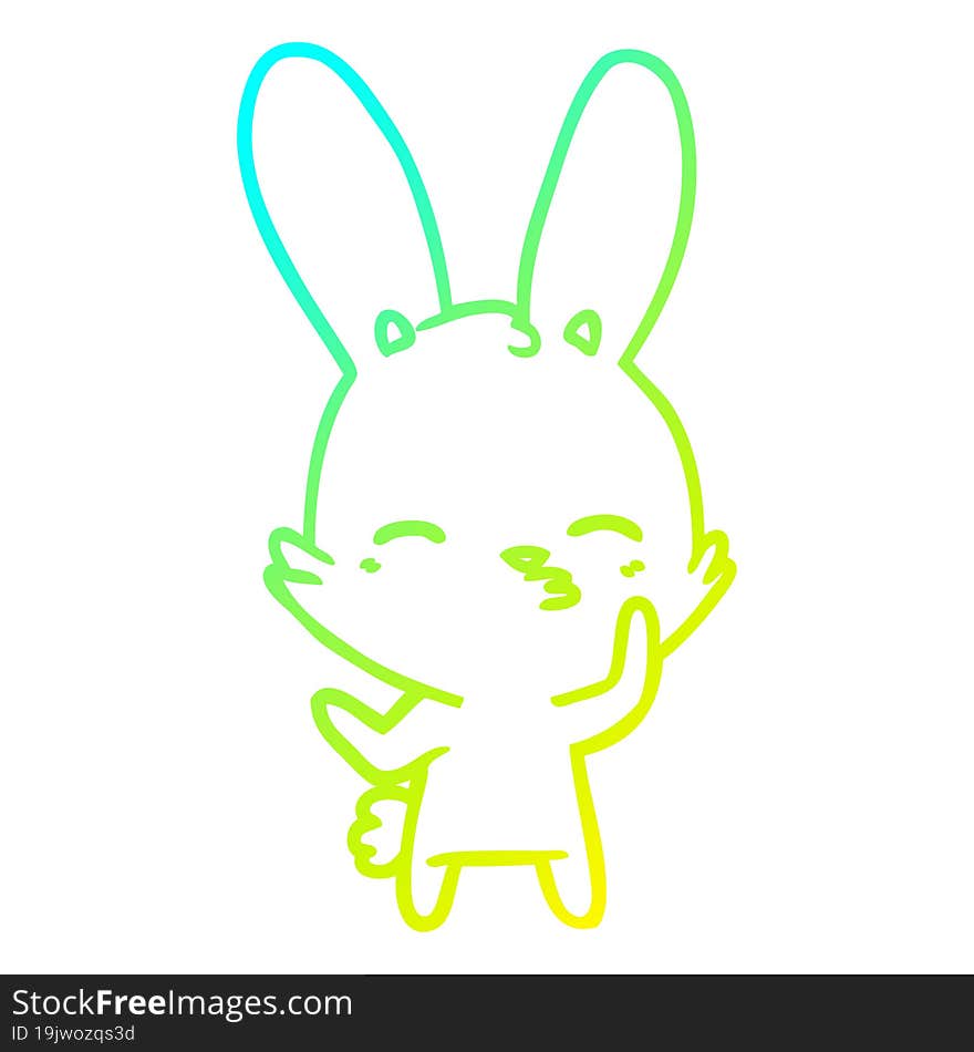 cold gradient line drawing curious bunny cartoon