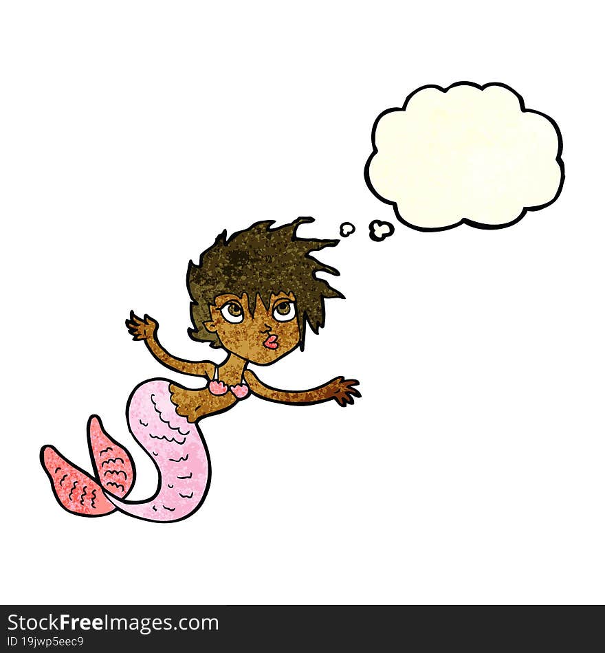 cartoon mermaid with thought bubble