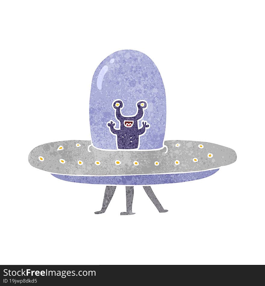 retro cartoon flying saucer