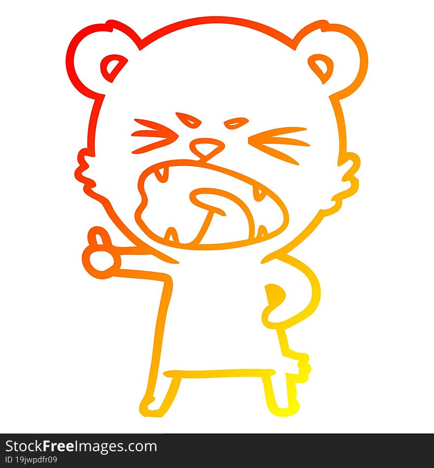 warm gradient line drawing angry cartoon bear