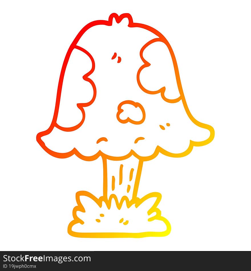 warm gradient line drawing cartoon mushroom