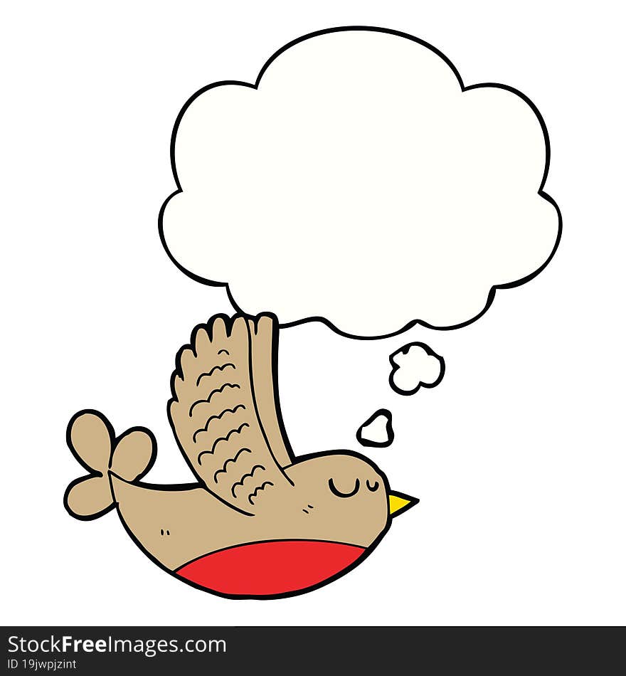 cartoon bird with thought bubble. cartoon bird with thought bubble