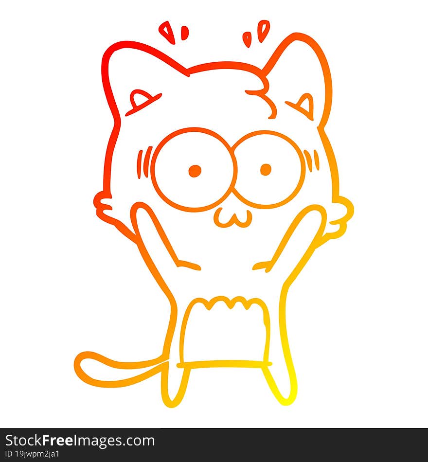 warm gradient line drawing cartoon surprised cat