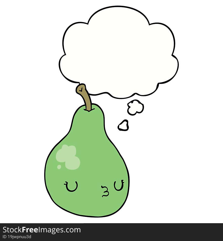 cartoon pear and thought bubble