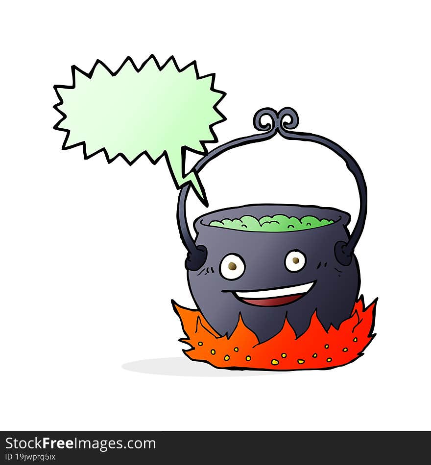 cartoon witch s cauldron with speech bubble