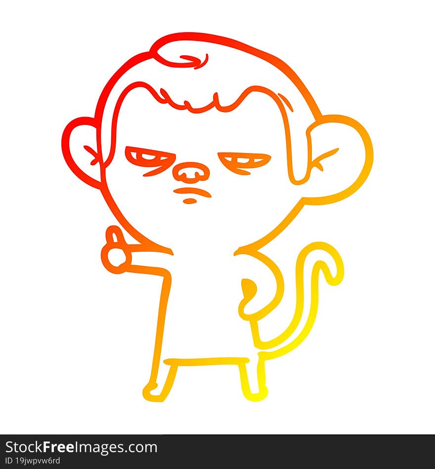 warm gradient line drawing cartoon annoyed monkey