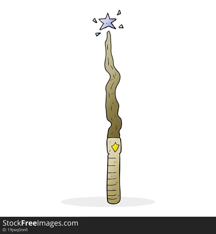 freehand drawn cartoon magic wand