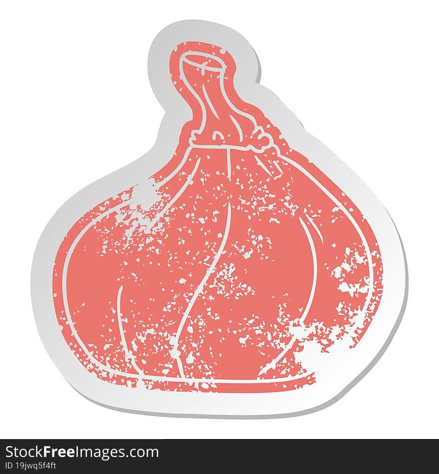 Distressed Old Sticker Of A Squash