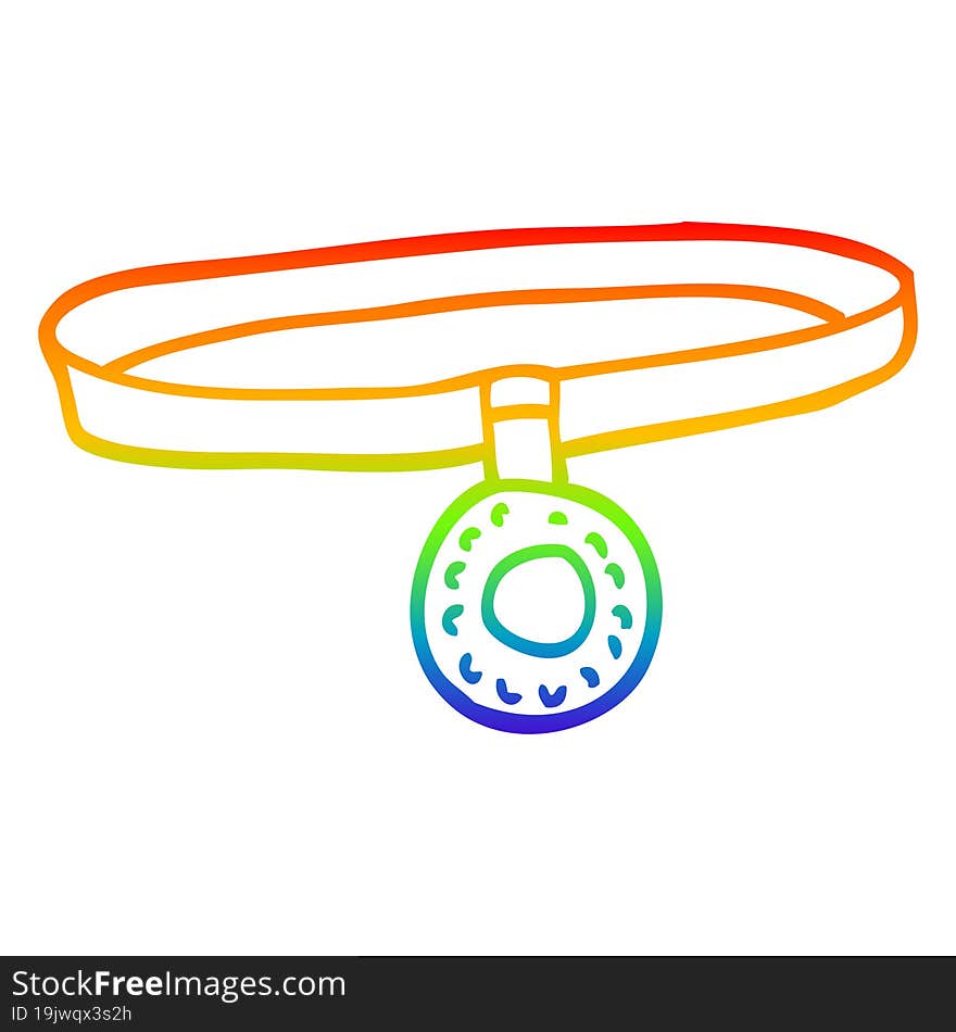 rainbow gradient line drawing of a cartoon dog collar