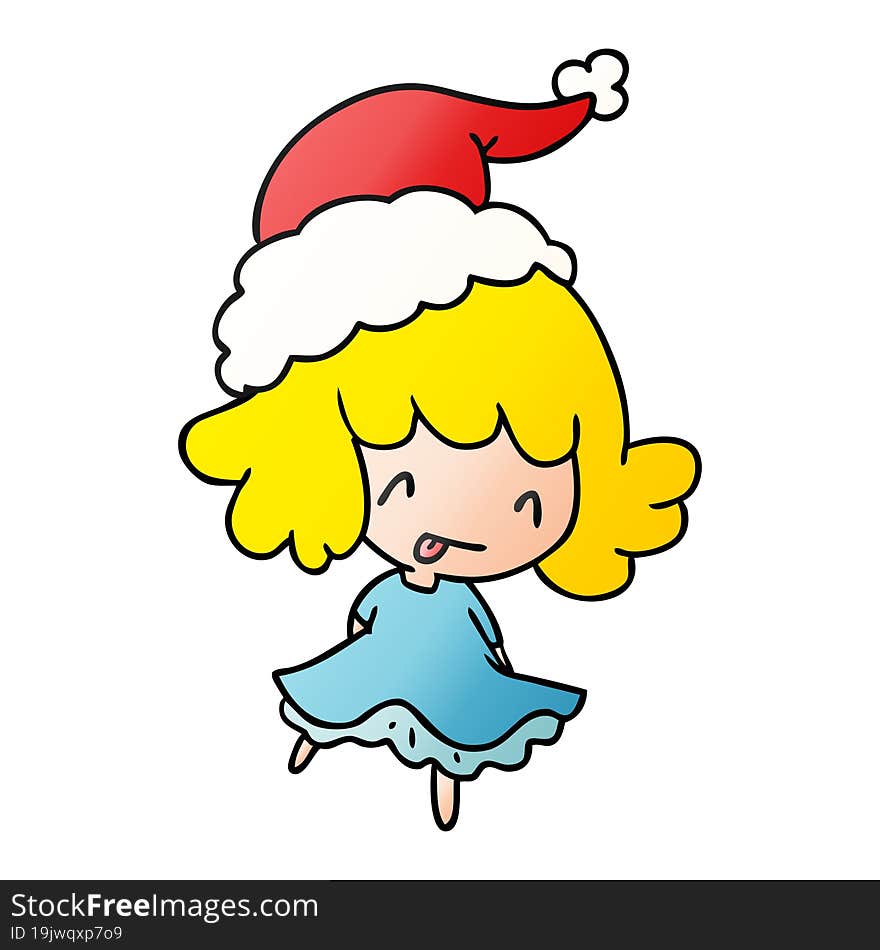 christmas gradient cartoon of kawaii girl