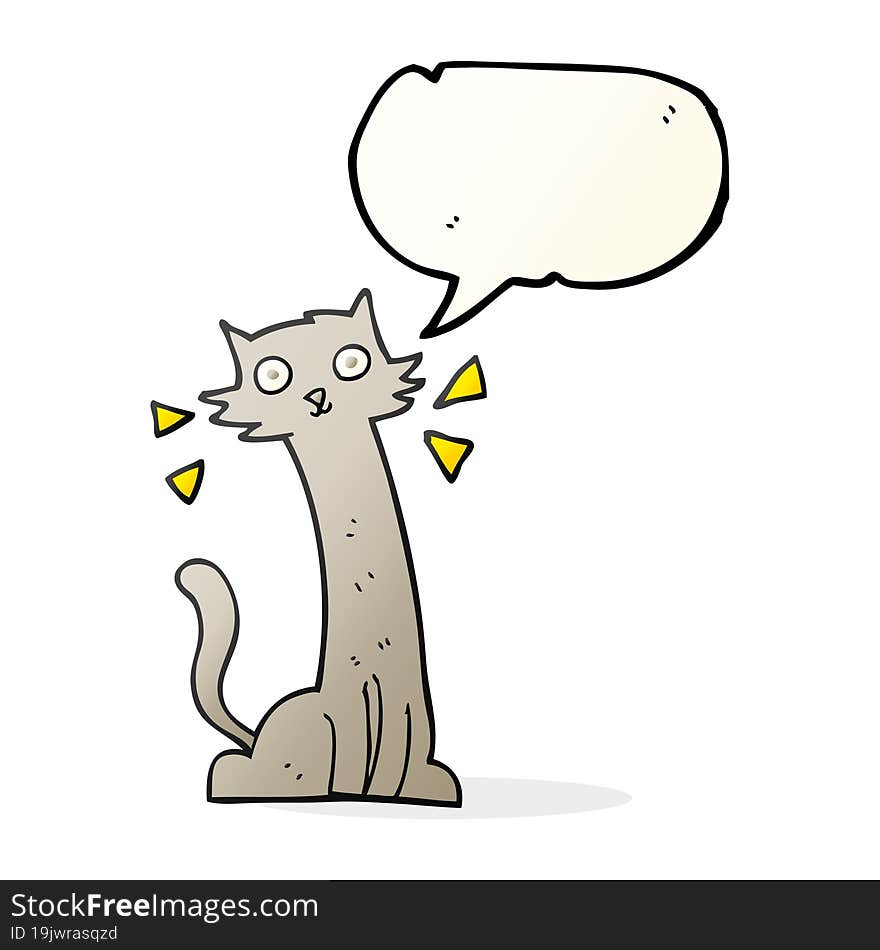 freehand drawn speech bubble cartoon cat