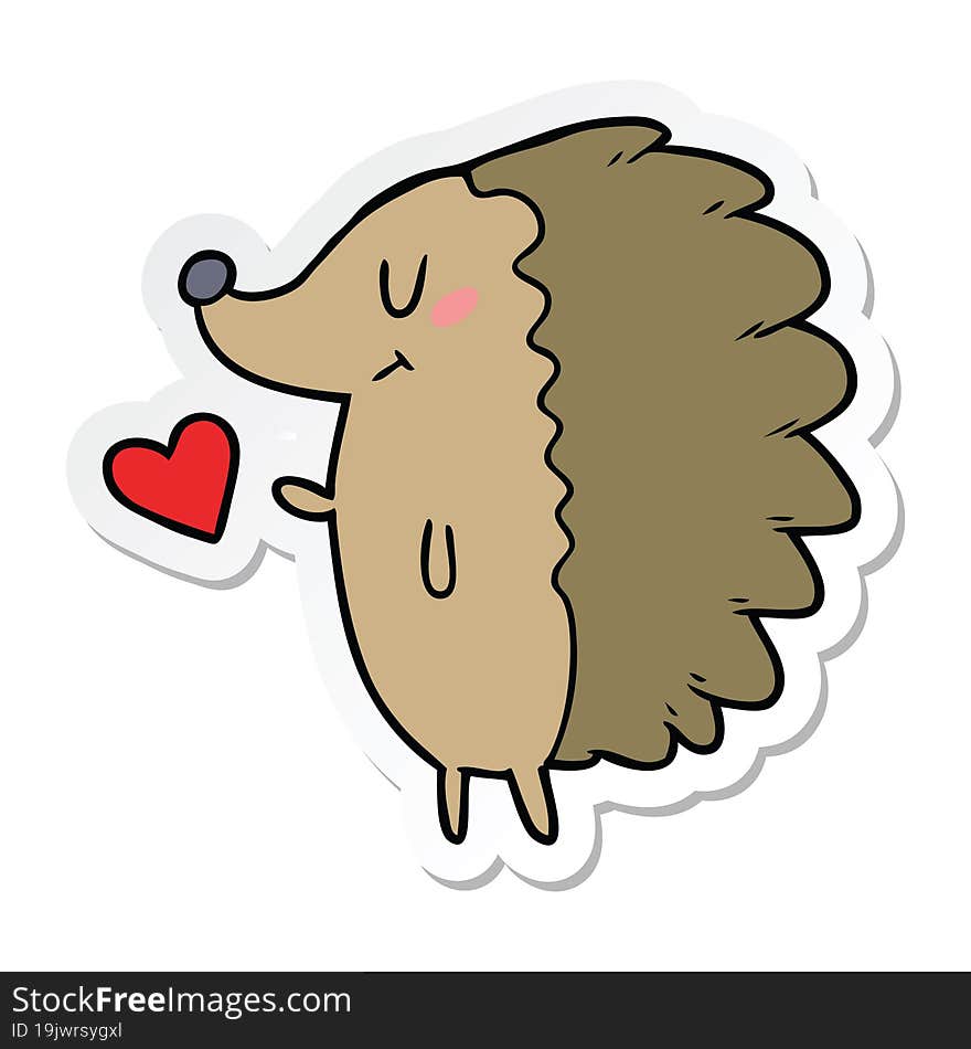 Sticker Of A Cute Cartoon Hedgehog