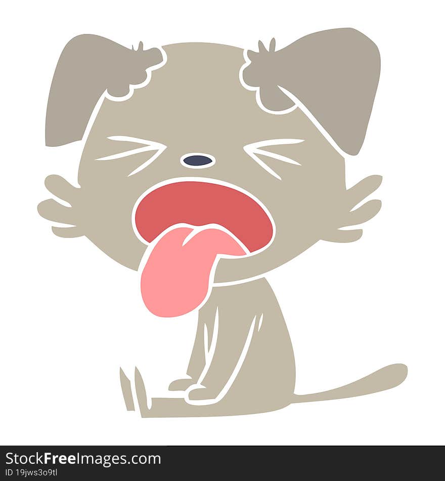 flat color style cartoon sitting dog