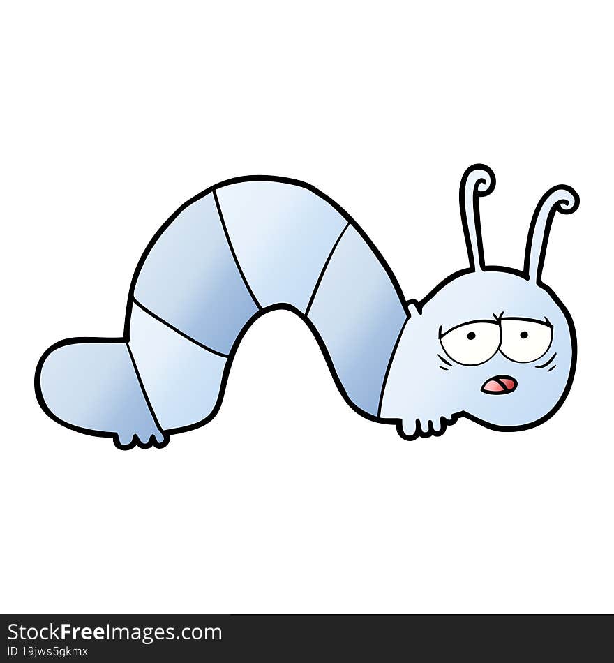 cartoon tired caterpillar. cartoon tired caterpillar