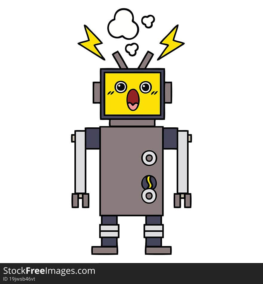 cute cartoon of a malfunctioning robot