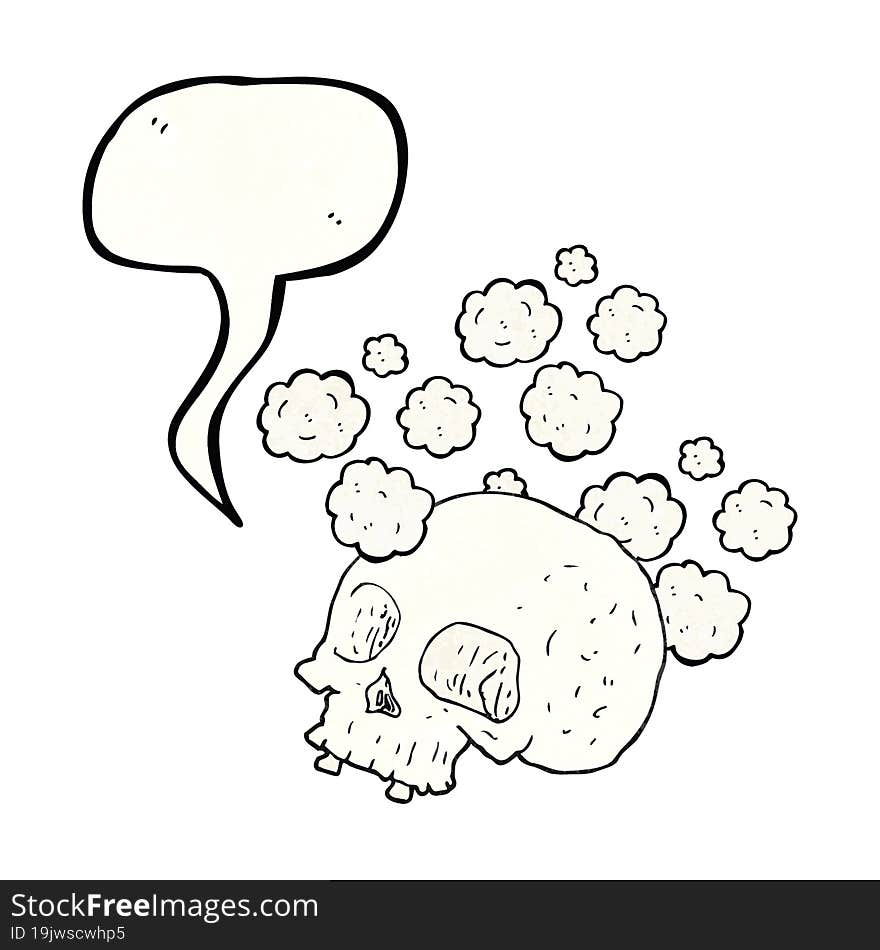 Speech Bubble Textured Cartoon Old Skull