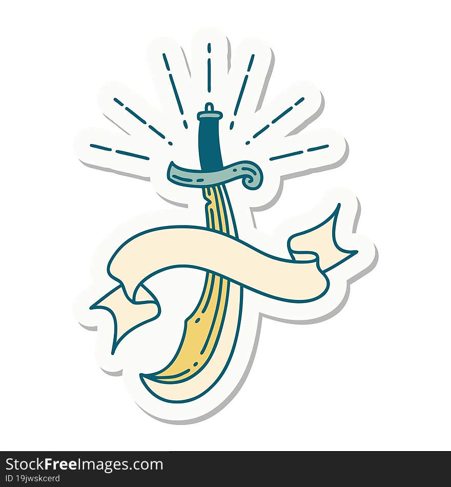 sticker of tattoo style scimitar sword