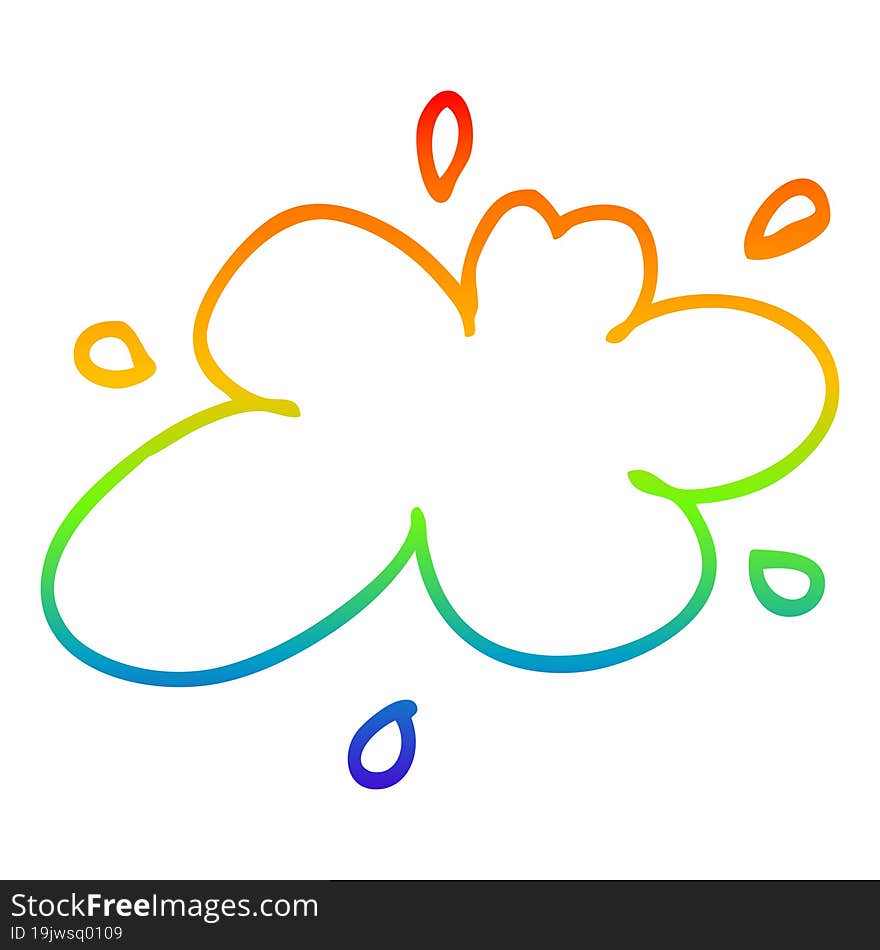 Rainbow Gradient Line Drawing Cartoon Water Splash