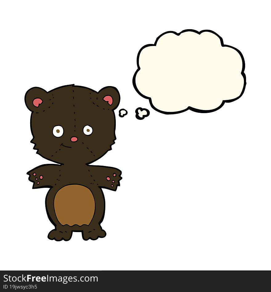 cartoon happy black bear with thought bubble