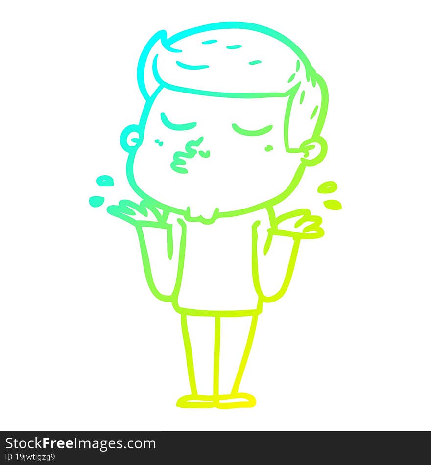 cold gradient line drawing of a cartoon model guy pouting